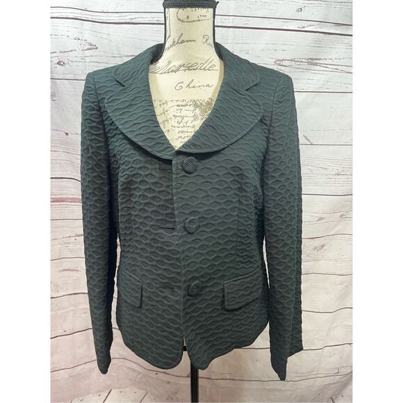 Albert Nipon size 12 black jacket, 100%cotton, and acrylic lining. 3 buttons dow - Picture 3 of 5
